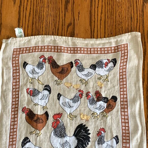 Ulster Weavers "Henrietta" Chickens Roosters Irish Linen Tea Towel 1 7x 25 VTG - Picture 5 of 10